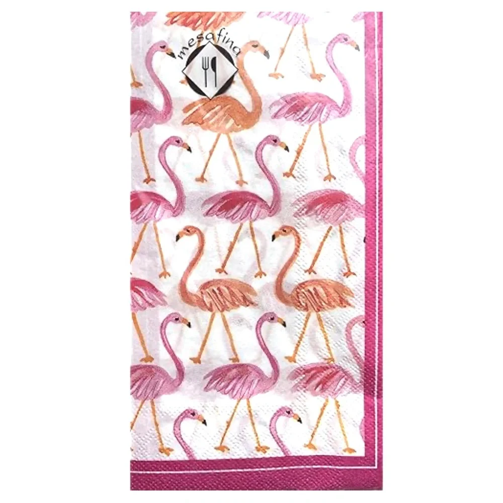 Rosanne Beck Collection Rose Garden Flamingo Guest Towels Buffet Napkins, 32 ct
